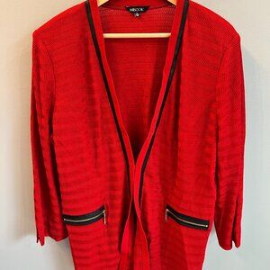 Misook Red Holiday Cardigan
